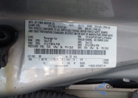 2015 Ford Focus Se from USA, damaged, VIN 1FADP3F24FL378469